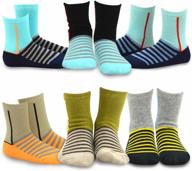 🧦 teehee little boys fashion fun cotton crew socks - 6 pack, size 12-24 months (stripe) logo