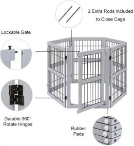 img 1 attached to 🚪 Unipaws 6-Panel Extra Wide Freestanding Walk Through Dog Gate | 4 Support Feet | Pet Playpen & Foldable Stairs Barrier | Exercise Pen for Dogs & Cats | Indoor Use Only