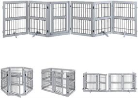 img 4 attached to 🚪 Unipaws 6-Panel Extra Wide Freestanding Walk Through Dog Gate | 4 Support Feet | Pet Playpen & Foldable Stairs Barrier | Exercise Pen for Dogs & Cats | Indoor Use Only
