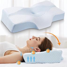 img 4 attached to 👑 Queen Size Mkicesky Side Sleeper Contour Memory Foam Pillow: Orthopedic Sleeping Pillow for Neck Pain Relief - Ergonomic Cervical Pillow for Back and Stomach Sleepers, includes Washable Hypoallergenic Pillowcase