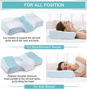 img 3 attached to 👑 Queen Size Mkicesky Side Sleeper Contour Memory Foam Pillow: Orthopedic Sleeping Pillow for Neck Pain Relief - Ergonomic Cervical Pillow for Back and Stomach Sleepers, includes Washable Hypoallergenic Pillowcase