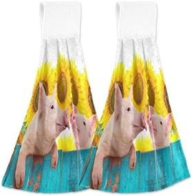 img 2 attached to 🐷 Funny Pig Farm Cute Kitchen Hanging Hand Towels: Yellow Sunflower Autumn Tie Towel Sets for Home Decor