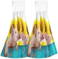 🐷 funny pig farm cute kitchen hanging hand towels: yellow sunflower autumn tie towel sets for home decor logo