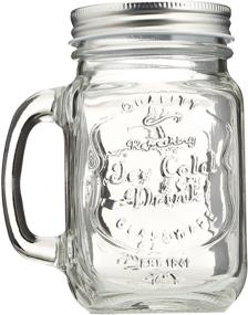 img 1 attached to 🍺 Estilo Mason Jar Mugs: 6-Piece Set of Clear Glass with Handles, 16 oz Each