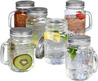 🍺 estilo mason jar mugs: 6-piece set of clear glass with handles, 16 oz each logo