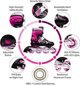 img 4 attached to Xino Sports Children's Adjustable Inline Skates - LED Illuminated Light Up Wheels - Suitable for Indoor & Outdoor Use - Roller Blades for Girls & Boys