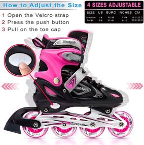 img 3 attached to Xino Sports Children's Adjustable Inline Skates - LED Illuminated Light Up Wheels - Suitable for Indoor & Outdoor Use - Roller Blades for Girls & Boys