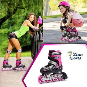 img 2 attached to Xino Sports Children's Adjustable Inline Skates - LED Illuminated Light Up Wheels - Suitable for Indoor & Outdoor Use - Roller Blades for Girls & Boys