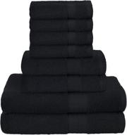 glamburg ultra soft 8-piece towel set - 100% pure ringspun cotton - ideal for everyday use, hotel & spa - black logo