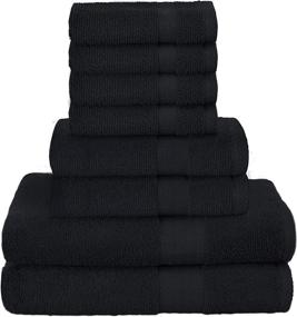 img 4 attached to GLAMBURG Ultra Soft 8-Piece Towel Set - 100% Pure Ringspun Cotton - Ideal for Everyday Use, Hotel & Spa - Black