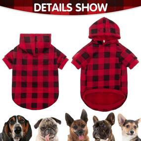 img 1 attached to Cozy Plaid Dog Hoodie - Soft and Warm Dog Sweater Set with Hat, 🐶 Ideal Autumn and Winter Pet Clothing with Leash Hole, Perfect for Small, Medium, and Large Dogs