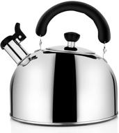 ☕ stainless steel stovetop whistling tea kettle, large 3.2qt (3-liter) capacity tea pot with capsule base by ecpurchase логотип