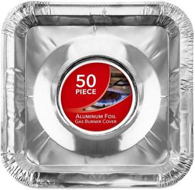 img 4 attached to 🔥 50 Pack Gas Burner Liners: Disposable Aluminum Foil Stove Covers for Clean and Spill-Free Cooking