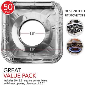 img 3 attached to 🔥 50 Pack Gas Burner Liners: Disposable Aluminum Foil Stove Covers for Clean and Spill-Free Cooking