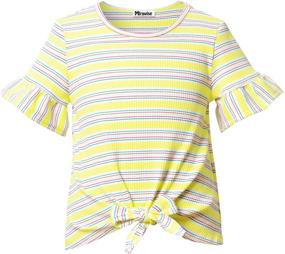 img 4 attached to 🌈 Rainbow Girls' Summer Cotton T-Shirts - Sleeve Tops, Tees & Blouses