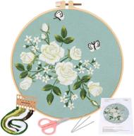 🧵 embroidery kits with patterns for beginners and starters - complete cross stitch set for adults with embroidery hoop, flower pattern, thread, and instructions logo