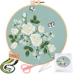 img 4 attached to 🧵 Embroidery Kits with Patterns for Beginners and Starters - Complete Cross Stitch Set for Adults with Embroidery Hoop, Flower Pattern, Thread, and Instructions