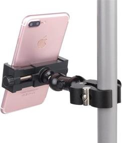 img 2 attached to 📱 Versatile iTODOS Cell Phone Holder Mount Clip for Golf Cart, Wheelchair Walker, Stroller, Spin Bike, and More - Fits iPhone, Galaxy, Nexus, and Most Phones/GPS up to 4" Wide - Made of Durable Aluminum Alloy Material