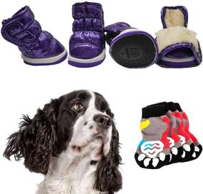 img 2 attached to 🧦 Generi Anti-Slip Knit Pet Socks - Protection for Dogs & Cats on Hardwood Floors | Rubber Reinforcement, Indoor Traction Control | Bonus: Fashionable Dog Boots - 8 Piece Set!