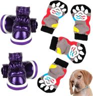 🧦 generi anti-slip knit pet socks - protection for dogs & cats on hardwood floors | rubber reinforcement, indoor traction control | bonus: fashionable dog boots - 8 piece set! логотип