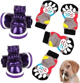 img 4 attached to 🧦 Generi Anti-Slip Knit Pet Socks - Protection for Dogs & Cats on Hardwood Floors | Rubber Reinforcement, Indoor Traction Control | Bonus: Fashionable Dog Boots - 8 Piece Set!