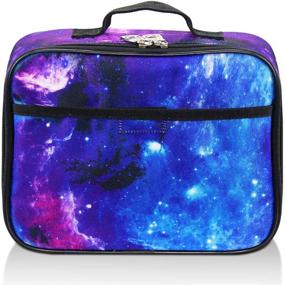 img 2 attached to 🌌 Fenrici Galaxy Lunch Box for Boys, Girls, Kids - Insulated Lunch Bag, Ideal for Preschool, K-6, Soft Sided Compartments, Spacious, BPA Free, Food Safe - 10.8in x 9.2in x 3.8in (Galaxy Purple)