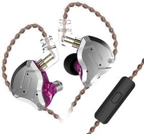 img 4 attached to Наушники KZ ZS10 Pro Earbuds - новинка от Yinyoo. Проводные наушники-мониторы с шумоподавлением, оборудованные 4 динамиками BA и 1динамиком DD. Удобные наушники в ухе с микрофонами (фиолетовый микрофон).