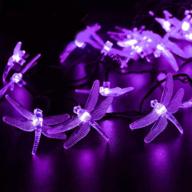 🐉 dinowin dragonfly solar string lights: 20ft/6m, 30 led with 8 modes - waterproof outdoor decorations in purple logo