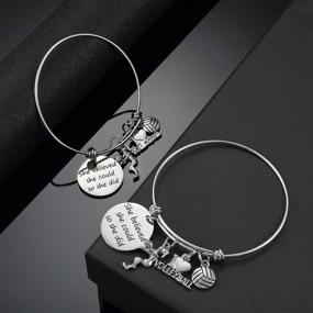 img 1 attached to 🏐 SATINIOR 2-Piece Volleyball Softball Charm Bangle Bracelet - Jewelry Gift for Volleyball Players