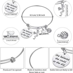 img 3 attached to 🏐 SATINIOR 2-Piece Volleyball Softball Charm Bangle Bracelet - Jewelry Gift for Volleyball Players