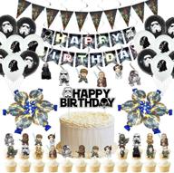 🎉 optimized star wars party supplies: birthday banner, swirls, foil balloons, cake & cupcake topper, pennant, blowouts logo