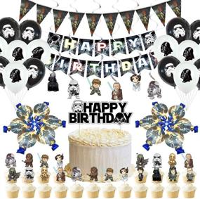 img 4 attached to 🎉 Optimized Star Wars Party Supplies: Birthday Banner, Swirls, Foil Balloons, Cake & Cupcake Topper, Pennant, Blowouts