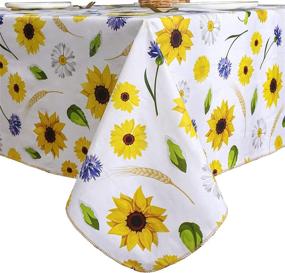 img 4 attached to 🌻 Sunflowers Rectangle Tablecloth - Waterproof, Oil-Proof, and Resistant