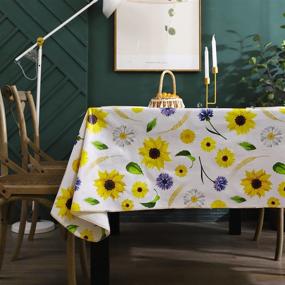 img 3 attached to 🌻 Sunflowers Rectangle Tablecloth - Waterproof, Oil-Proof, and Resistant