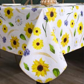 img 2 attached to 🌻 Sunflowers Rectangle Tablecloth - Waterproof, Oil-Proof, and Resistant