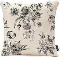 🌺 elegant vintage floral throw pillow cover with victorian bouquet of black flowers - 18x18 inches cotton linen pillowcase for stylish home decor логотип