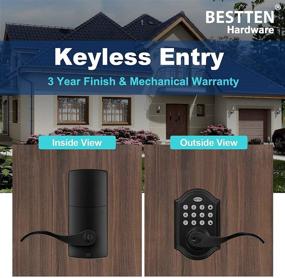 img 2 attached to 🔒 Enhance Security with BESTTEN Black Electronic Keypad Door Lock Lever - Keyless Entry, Reversible Handles, Auto Locking, 50 User Codes, One-Time Code, Matte Black