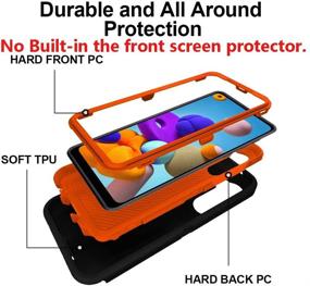 img 2 attached to 📱 Samsung Galaxy A21 Case - Rugged Hard Shockproof Protector Shield Cover with Belt Clip Holster for Samsung Galaxy A21 Phone (Black&amp;Orange)