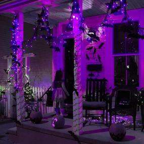 img 2 attached to 🎃 FUNPENY 200 LED Purple Halloween Fairy Lights, 66 FT Waterproof String Lights with 8 Lighting Modes, Indoor Outdoor Garden Party Decorations