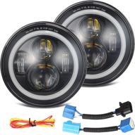 фары круглые led partsam 7'' с чипами osram, сертифицированные по стандарту dot h6024, с высоким и низким лучом света, белым светодиодным кольцом ангельских глаз drl + огнем сигнальных огней - совместимы с jeep wrangler jk lj tj cj/hummer h2 h1 (пара) логотип