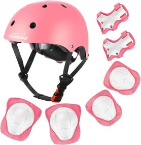 img 4 attached to KAMUGO Kids Bike Helmet Set: Complete Protective Gear for Ages 3-8 - Helmet, Knee Elbow Wrist Pads - Boys Girls Bike Skateboard Scooter Safety Kit