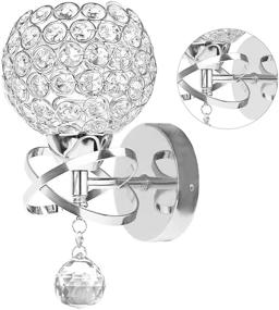 img 4 attached to Crystal Wall Sconce: Modern Wall Lighting with Hanging Crystal Ball - Silver Wall Mount Lamp for Bedroom, Living Room, and Hallway