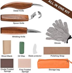 img 3 attached to 🔪 Wood Carving Tools Set, 13-Piece Kit with Carving Hook Knife, Whittling Knife, Chip Carving Knife, Gloves, Knife Sharpener - Ideal for Spoon, Bowl, Kuksa Cup Crafting, Perfect for Beginners in Woodworking