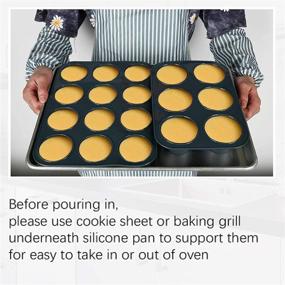 img 1 attached to 🧁 Large 6-Cup Silicone Muffin Baking Pan & Cupcake Tray - Nonstick Cake Molds/Tin, BPA Free, Dishwasher & Microwave Safe - Grey Color