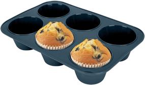 img 4 attached to 🧁 Large 6-Cup Silicone Muffin Baking Pan & Cupcake Tray - Nonstick Cake Molds/Tin, BPA Free, Dishwasher & Microwave Safe - Grey Color