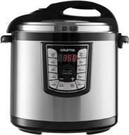 gourmia gpc1000 smart pot electric digital multifunction pressure cooker, 13 programmable cooking modes, 10 quart stainless steel, steam rack, 1400 watts, free recipe book - 110v логотип