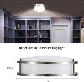 img 1 attached to 🔦 Lineway Motion Sensor Ceiling Light 10-inch 16W 1600LM LED Flush Mount Light Fixture with Adjustable Sensor Range and Timer for Hallway Garage Porch Stairway