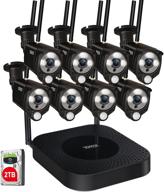 tonton hd security camera system wireless with 8ch 5mp nvr, 2tb hdd, and 8pcs 3mp outdoor bullet cameras - pir sensor, floodlight, 2 way audio - easy plug and play installation (black) logo