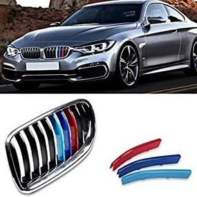 img 1 attached to Enhance your BMW 5 Series F10 with VANJING M-Colored Stripe Grille Insert Trims and M-Performance Black Kidney Grill