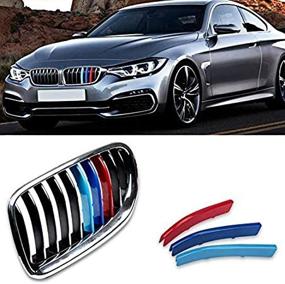 img 2 attached to Enhance your BMW 5 Series F10 with VANJING M-Colored Stripe Grille Insert Trims and M-Performance Black Kidney Grill